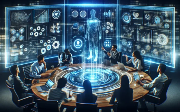 Tim usaha sedang bekerja produktif dengan laptop dan papan perencanaan